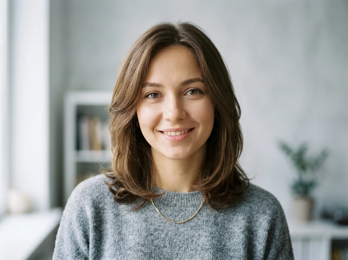 Аватар Дарьи К., молодая женщина, улыбка, светлый фон